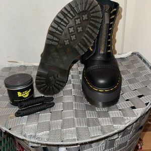 Dr. Martens Black Boots with Yellow Stitching